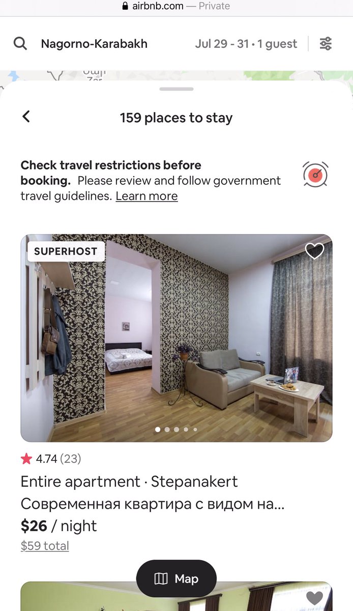 LukeDCoffey's tweet photo. Wow! @Airbnb allows lettings in Nagorno-Karabakh. This is Azerbaijani territory occupied by Armenia. Many of original inhabitants were forcibly removed from their homes at gunpoint. Can you guarantee the person letting out a place is the lawful owner? What about property rights? https://t.co/lUcN4QIlEO