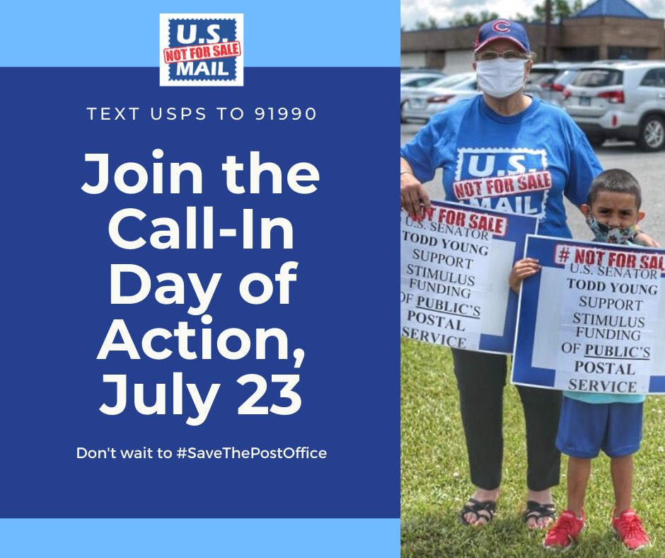 APWU members are calling senators to demand that they #SaveThePostalService. Join us on July 23 for the call-in day of action. #APWUnited @APWUnational bit.ly/3h8wNPf