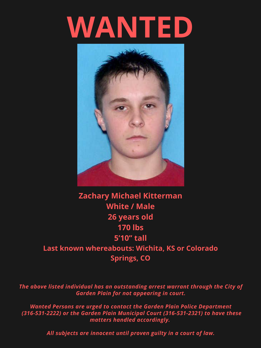 GardenPlainPD's tweet photo. Have you seen this person? If you have information give us a call. Wanted persons are urged to call 316-531-2222 or 316-531-2321 https://t.co/Eq7rjESvc2