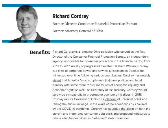 Data for Progress recommends that former Deputy Secretary of the Treasury and leading progressive  @SBloomRaskin, former Secretary of Labor  @RBReich, former CFPB Director  @RichCordray, and economist and former UN advisor  @JeffDSachs be considered for Secretary of the Treasury.