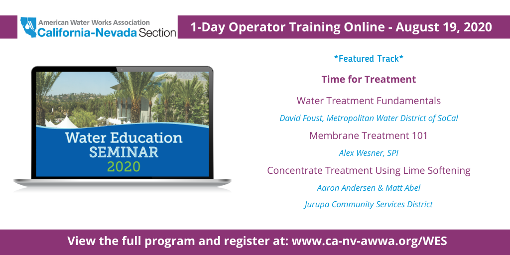 CANVAWWA's tweet image. #CANVWES Featured Track! See the complete list of sessions and register at ca-nv-awwa.org/WES. #watereducation #wateroperators #wateroperator #wateroperatortraining