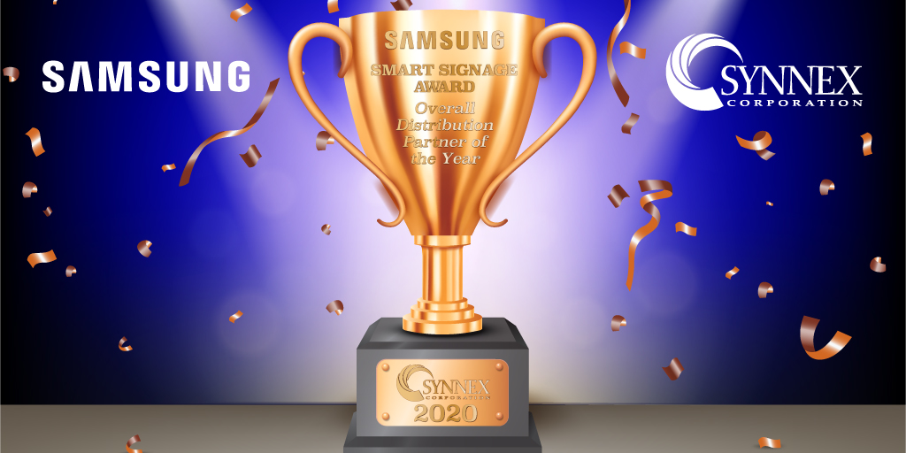 SYNNEX's tweet photo. We’re excited to share #Samsung has honored #SYNNEX Corporation with the Smart Signage Award for Overall Distribution Partner of the Year. We’d like to thank Samsung, our SYNNEX family &amp; our reseller partners for their continued dedication to success!
 
https://t.co/VUtXAt7elW https://t.co/x8frzenB1k