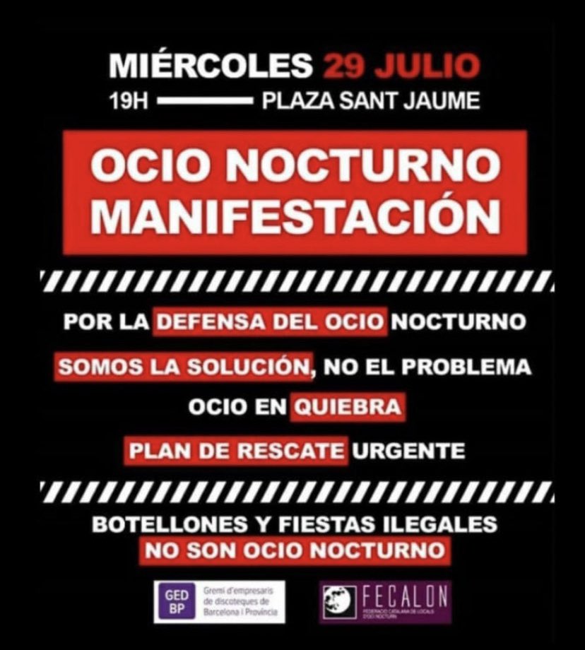 #ocionocturno #manifestación #barcelona
