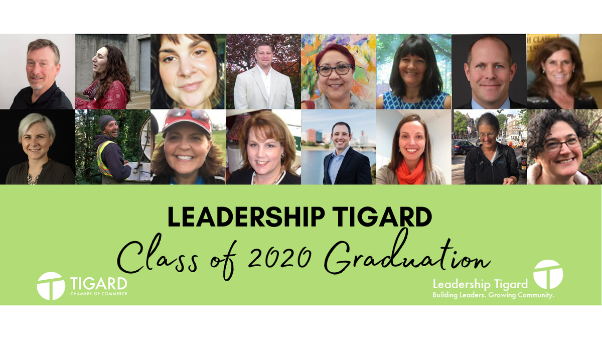 Join us on Facebook or Youtube on Wednesday, July 29 at 5:20 PM to help celebrate and congratulate the <a href="/TIGARDCHAMBER/">Tigard Chamber of Commerce</a> Leadership Tigard Class of 2020. Guest speakers include Tigard Chamber CEO Debi Mollahan and Tigard Mayor <a href="/JasonSnider2/">Jason Snider</a> .
