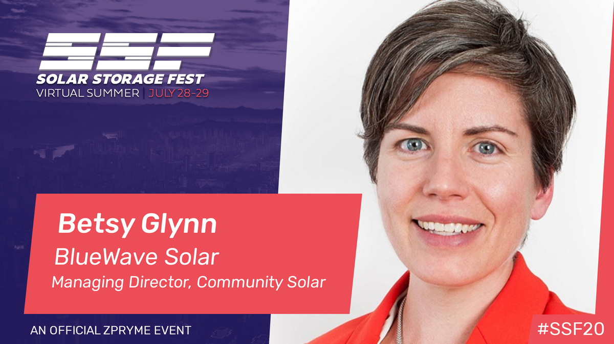 zpryme_research's tweet photo. Announcing @betsyglynn, Manager Director - @bluewavesolar Solar as a panelist for #SSF20 Register today and hear from Betsy as she speaks about the JFK International Solar+Storage project. https://t.co/PAJhrcPyaL https://t.co/xOpbGMUbQH