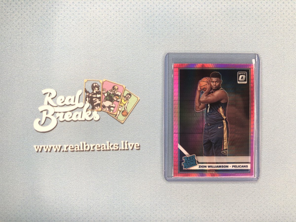 RealBreaksLive's tweet photo. 2019/20 Donruss Optic Zion Williamson Hyper Pink
.
.
.
@PaniniAmerica #realbreaks #boompoodle #whodoyoucollect #panini #donrussoptic #opticbasketball #casebreak #groupbreak #nba #basketball #rookie #rookiecard #ratedrookie #opticholo #zionwilliamson #pelicans #pelicansbasketball https://t.co/hnMIKhxDVi