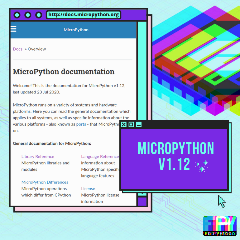 funpython_ec's tweet image. Hoy 23 de Julio de 2020 la documentación @micropython  v1.12 ha sido actualizada. Conoce más sobre como implementar código #python en un microcontrolador en micropython.org y visita github.com/FunPythonEC para conocer nuestros proyectos de #IoT y #robotica con uPy.