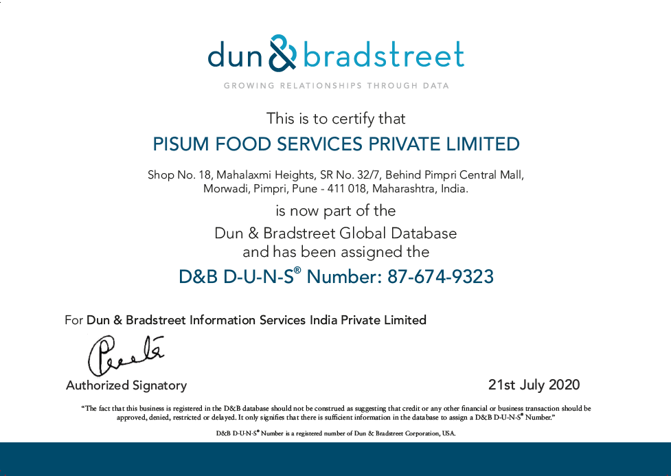 Pisumfoods's tweet photo. WE ARE D-U-N-S® CERTIFIED

Pisum Food Services Private Limited is proud to announce we are certified by Dun &amp; Bradstreet (D&amp;B)

D &amp; B D-U-N-S® NUMBER 87-674-9323

https://t.co/hGe9jE7BIQ

#dunbradstreet #DunandBradstreet #dunsnumber #proud #company #pisum #pisumfoods #exporter https://t.co/uw4fluWr4M