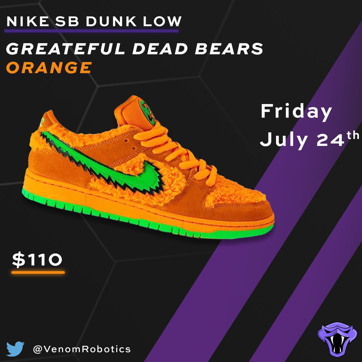 NIKE SB DUNK LOW “GRATEFUL BEARS” will be dropping tomorrow.

Venom Users are fully prepared to have a feast on SNKRS, we’ll be holding a restock today at 3PM EST/9PM CET, will we see you there and see you cook these tomorrow?
