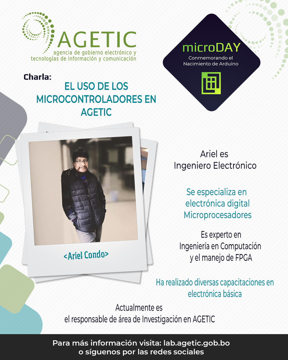 LIITAgetic's tweet photo. Expositores del equipo del Laboratorio de Investigación e Innovación Tecnológica
#Agetic #LiitAgetic #ArduinoD20 #innovacion #tecnologia https://t.co/mTcWRFawOT