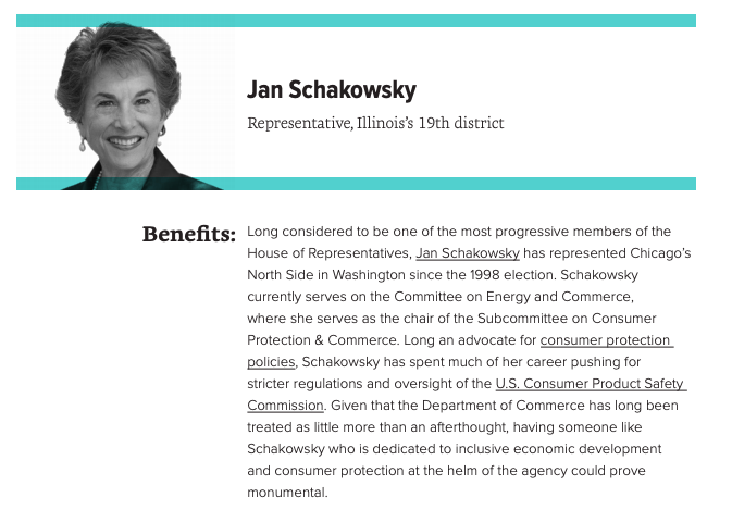 For the crucial position of Secretary of Commerce, Data for Progress recommends that Federal Trade Commissioner  @ChopraFTC,  @RepSchakowsky, former Department of Commerce Chief Economist Susan Helper, and former CFPB Director and Ohio AG  @RichCordray be considered.