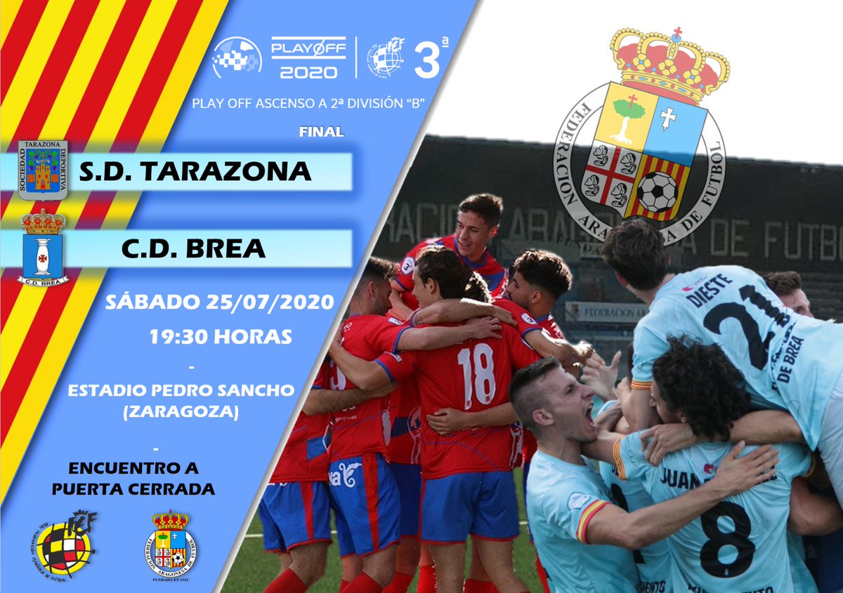 ardeportes's tweet photo. 🚨🚨 #Fútbol || Este sábado podrás seguir a partir de las 19:30 horas la final entre el @SDTarazona - @cd_brea en @aragontv 

⚽️#playoff https://t.co/wgvP1X05Sx