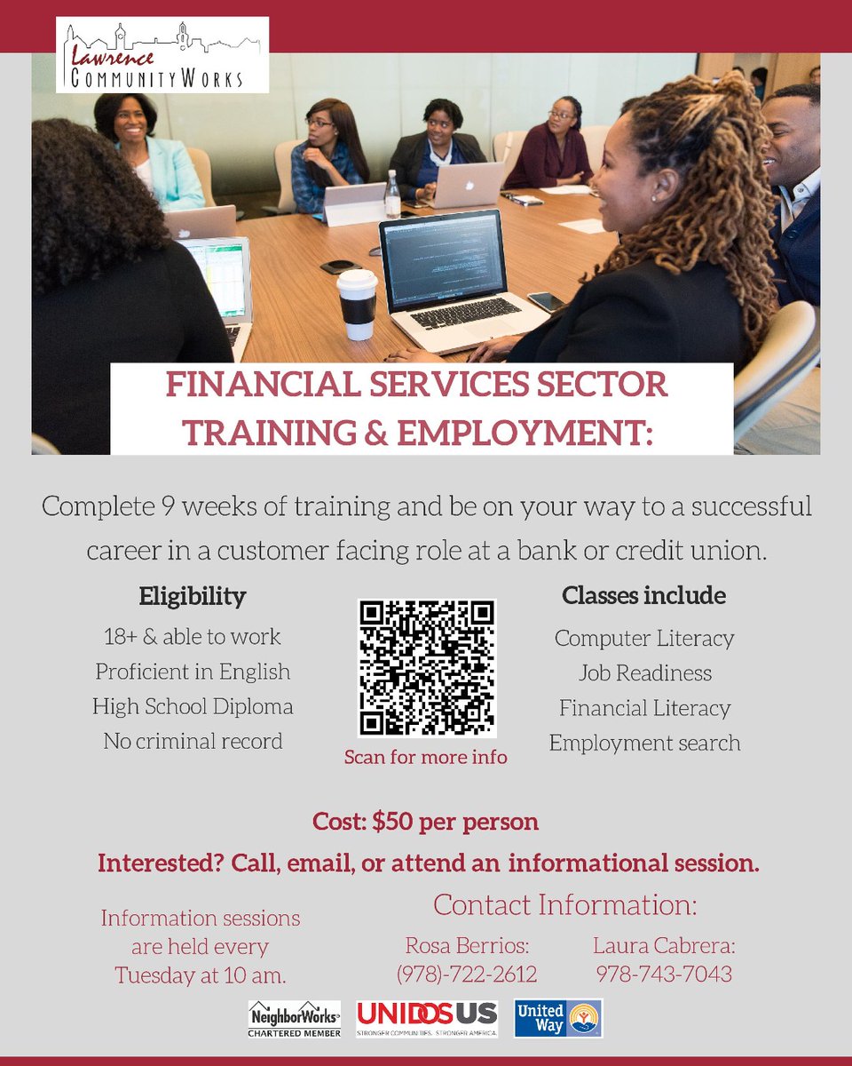 ProgressClothin's tweet photo. Curious about working in the Fainacial Services Sector? Reach out to Lawrence CommunityWorks (@LCWorksOrg) to attend an info session.

#LawrenceMA https://t.co/8ly8F3pflH