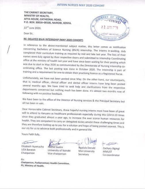 bonifacemwangi's tweet photo. "I'm a Bachelor of Science in Nursing graduate awaiting internship. The Ministry of Health has refused to post us for mandatory internship yet we're losing opportunities.This internship is mandatory so as to earn your license in reference to the nursing council of Kenya."-Via DM https://t.co/gUw08BBb5b