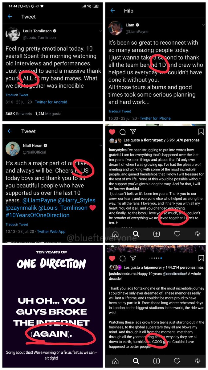 alessasanchezr's tweet photo. Se dice que las palabras unidadas de cada post formas "Todos nosotros 1D juntos de nuevo, Dios!" Porque se rumorea que la página no está caída sino que pusieron ese mensaje solamente "ALL 1D US TOGETHER AGAIN GOOD" #10YearsOfOneDirection #DIRECTIONERSBREAKTHEINTERNET https://t.co/yPdk4uEh34