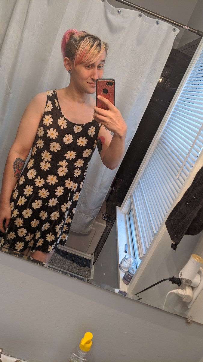 cloutgoddess69's tweet photo. Here's a pic of me in a cute dress the other day because I'd hate for y'all to forget how hot I am 🔥😘 #nomakeup #TransIsBeautiful #nonbinarybabes https://t.co/Wl2Mf5jkf2