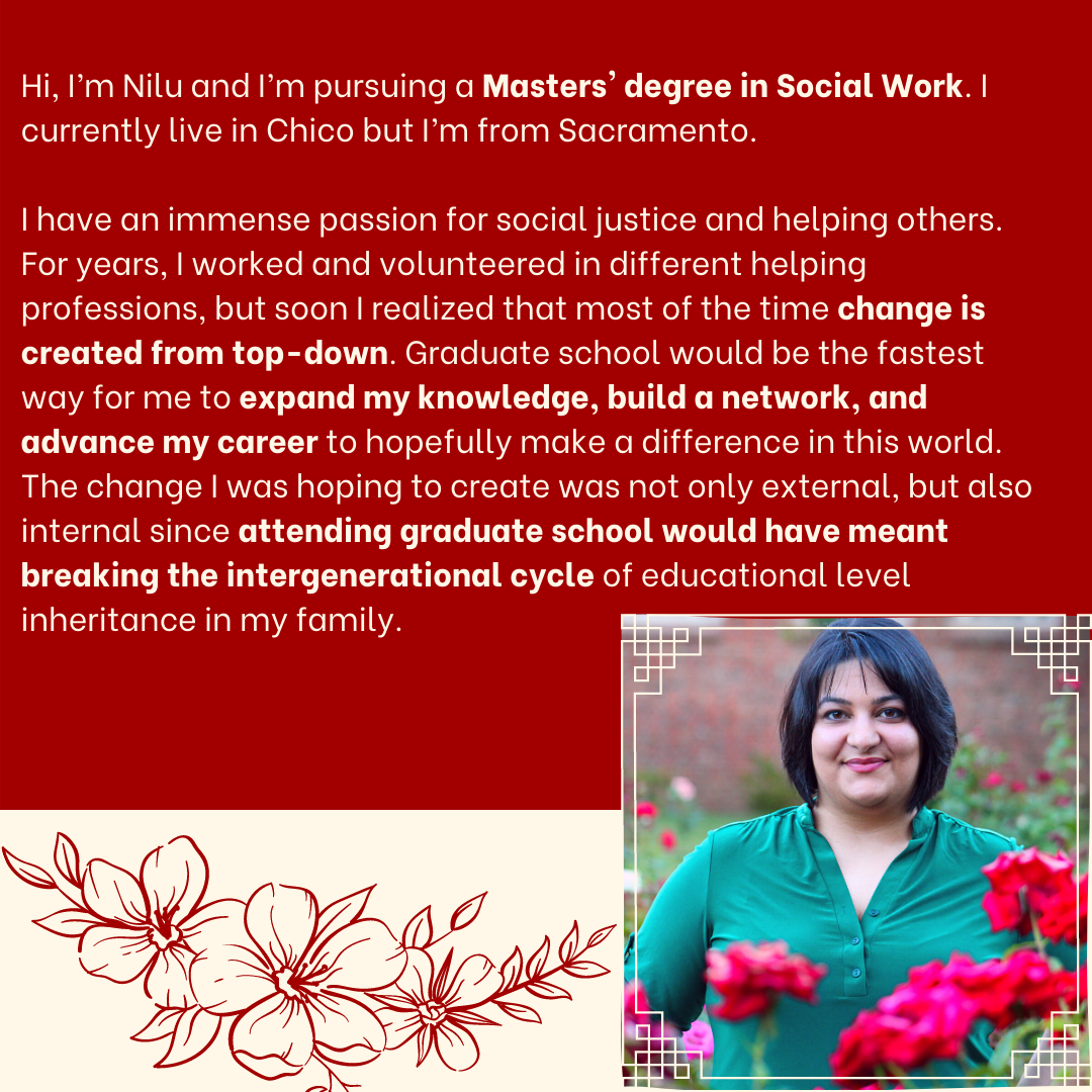AdelanteChico's tweet photo. Nilu is a grad student in the Social Work program and is also a Title IV-E Stipend Recipient! If you’d like to know more about this Child Welfare Program, feel free to reach out & stay tuned to a post about the program as well 😏
#AdelanteChicoState #LatinxStudents #TitleIVE https://t.co/KDulx3xFtj