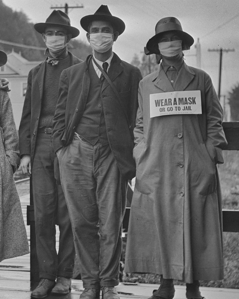 This picture was taken in California in 1918, during the second wave of the Spanish flu pandemic that killed more than 50 million people around the world.

Do your part, wear a mask.

(via: IG/tanksgoodnews)