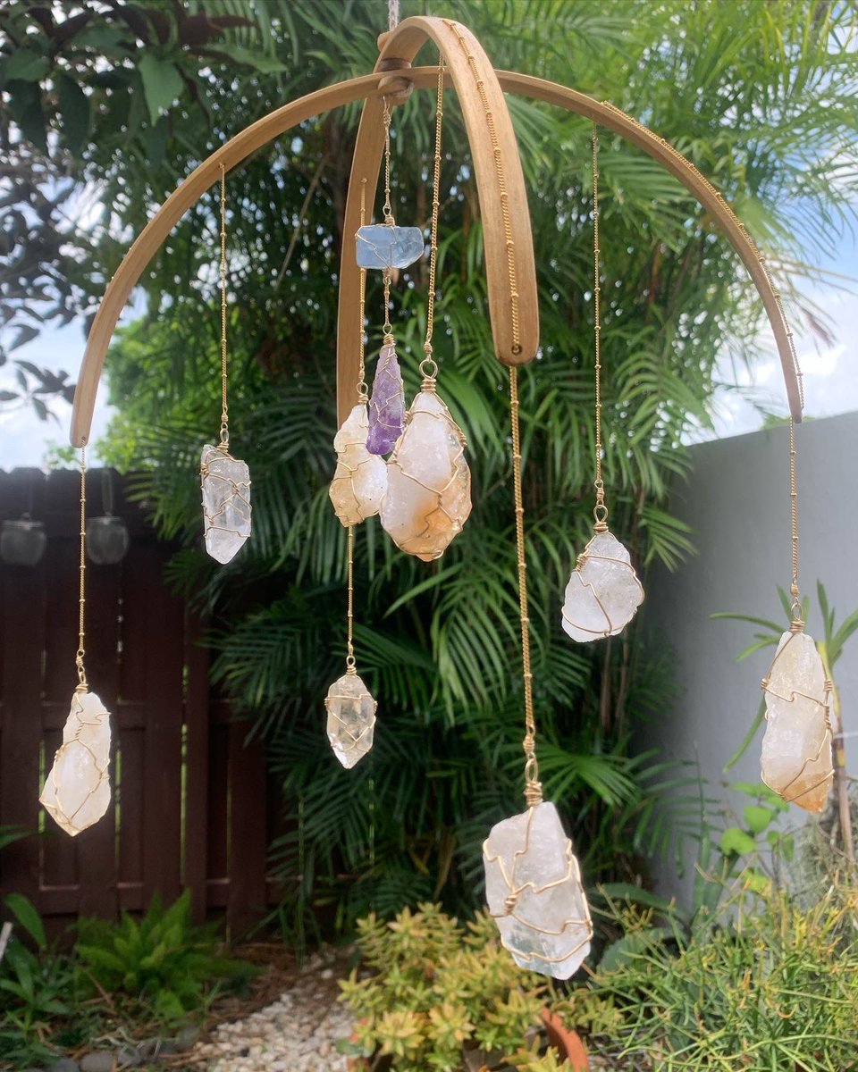 ABAjewels's tweet photo. This Crystal Mobile featuring Celestite, Amethyst, Citrine and Clear Quartz actually went to a family around the corner from my childhood home ☺️🔮✨ 

SO MUCH LOVE fills my heart with every piece I make for tiny humans and their loving families 💗 

#ABAjewels #crystalmobile https://t.co/atUfZGzXYE