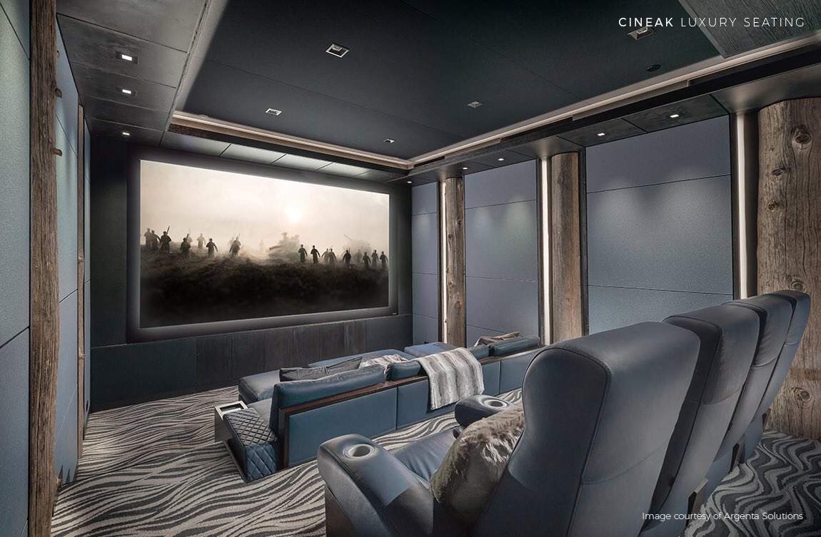 CINEAKseating's tweet photo. Stunning room featuring the Fortuny Incliner and Cosymo. Theater by Argenta Solutions &amp; Paradise Theater. https://t.co/DYJs0EucfL