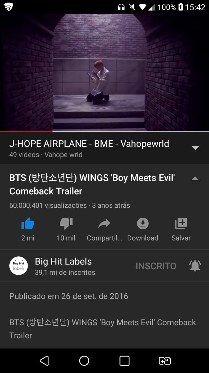 minjmoon_93's tweet photo. Hobi se esforçou tanto para Boy Meets Evil, definitivamente sem chão; hoje o MV teaser atingiu 60M de visualizações no YouTube, sou grata a todos por alcançar essa meta, rumo agora aos 100M 
▶️https://t.co/yuAPUZ4ODY
#ProjectHopeMyWorld 
#BMEto100M #JHOPE #제이홉 #BTS @BTS_twt https://t.co/DCPHOaj14r