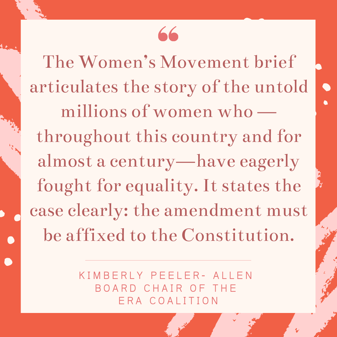 ERACoalition's tweet photo. The ERA Coalition, its members and supporters, filed an amicus brief in support of the suit filed by the AG's of NV, IL, and VA to compel the Archivist to publish the ERA to the Constitution. Full press release and brief here: https://t.co/kdNZJBx7jM #ERAnow https://t.co/rY5e20teTn