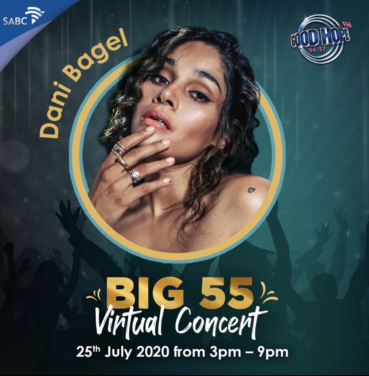 missdanibagel's tweet photo. R55 gets you a ticket to the @GoodHopeFM #Big55 Virtual Concert. 

Proceeds in support of artists and Saartjie Baartman centre for women and children🏠✨👩‍👧‍👦 https://t.co/iQVzS3hKhb