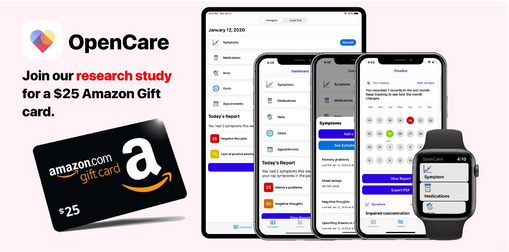 opencareapp's tweet image. Do you have a chronic health condition or care for someone with a chronic condition?  We'd love to hear from you! Click the link to join our research study and receive a $25 Amazon Gift Card 🎁 opencareapp.typeform.com/to/nDkU2UUq