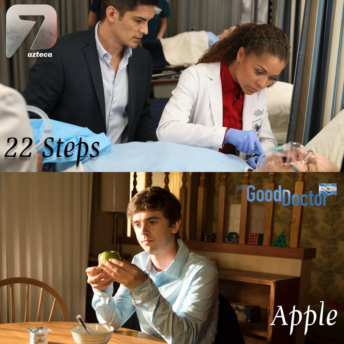TheGoodDoctorAr's tweet photo. #Mexico 🇲🇽

Esta noche dos nuevos episodios de #TheGoodDoctor 7:15 pm  por @AztecaSiete 

#22Steps con la participación de @thecobybird  de quién estaremos hablando durante el Tweet live 
#Apple impactante episodio dirigido por nuestro ❤️ @CarbonellNestor 

Nos vemos #Shaunies https://t.co/9TgMVLfvza