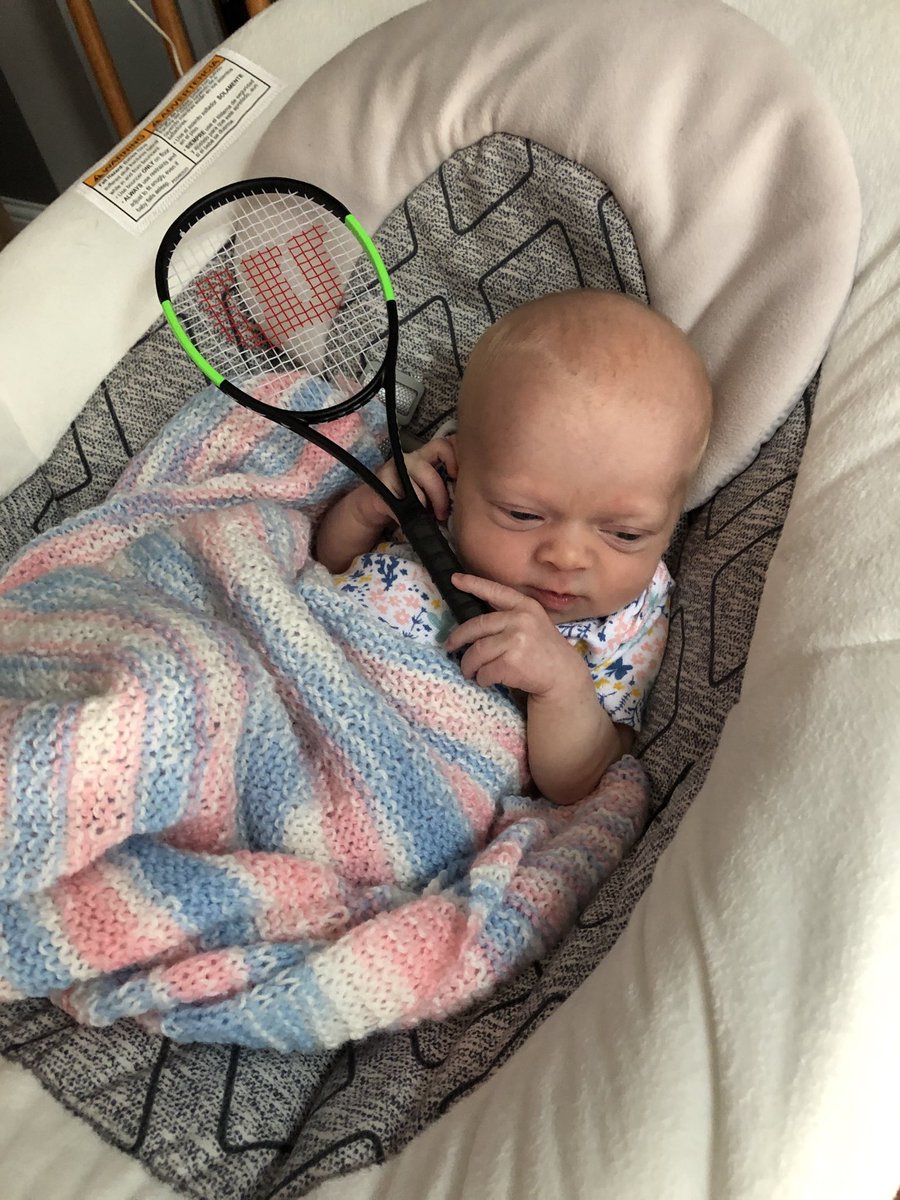 Baby Scarlett got her first Blade ⁦<a href="/WilsonTennis/">Wilson Tennis</a>⁩ ⁦<a href="/WTA/">wta</a>⁩ better watch out!