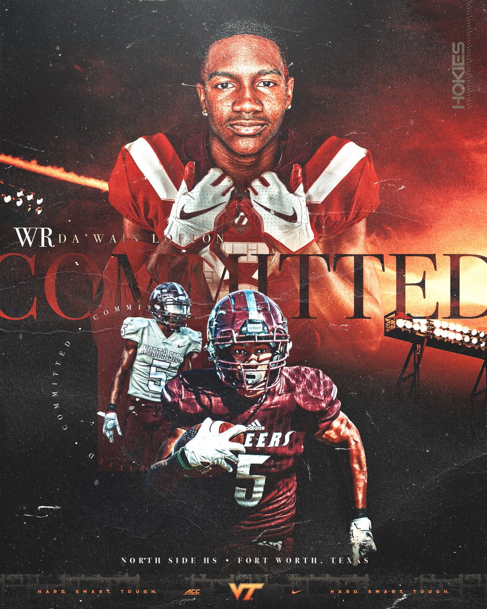 TechSideline's tweet image. Da'Wain Lofton Commits To Virginia Tech

The slot receiver picked the Hokies over an offer list of Mississippi State, Penn State, Louisville, and others.  He is from Fort Worth, TX.

virginiatech.sportswar.com/article/2020/0…
