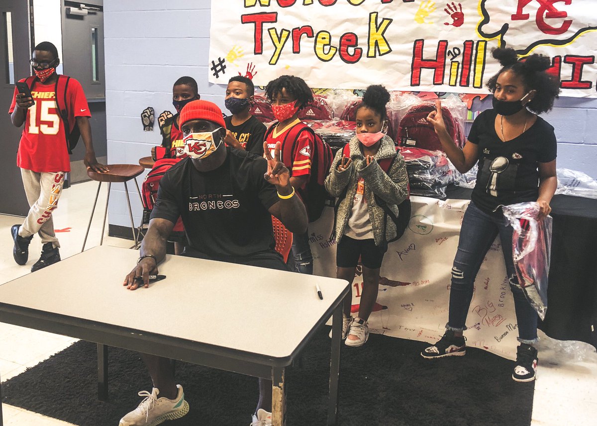 maloneinkc's tweet photo. Shoutout to @cheetah of the @Chiefs for coming through @HelpKCKids with backpacks and time with kids! #helpkckids #runitback https://t.co/egdZ0iGK9O