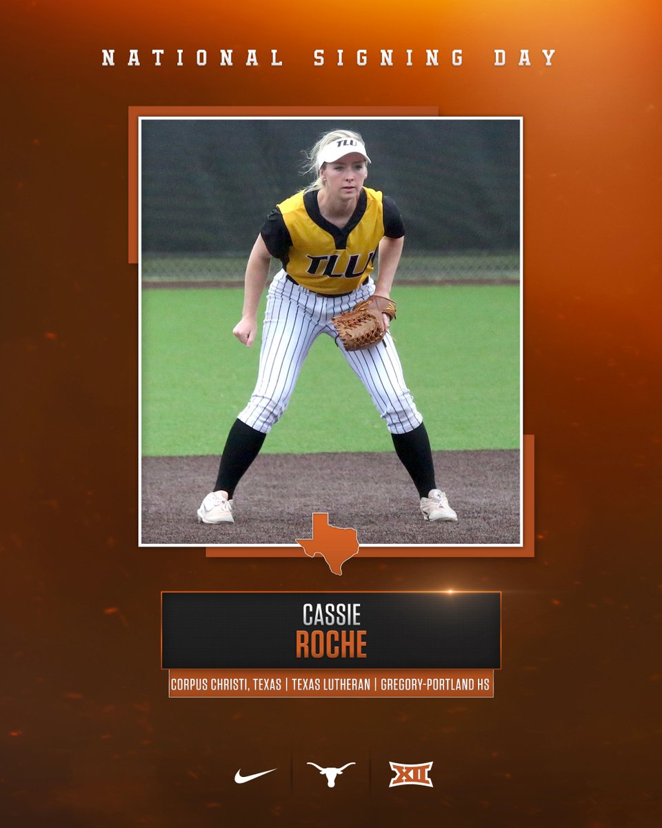 TexasSoftball's tweet photo. SIGNED ON THE DOTTED LINE! We'd like to welcome Texas Lutheran transfer Cassie Roche to the Longhorns program! 

We're so excited to have you as part of our Texas family! #OneTeamOneTexas 🤘

🗞️ https://t.co/fimUqhdfD5 https://t.co/oP4HAfJHJo