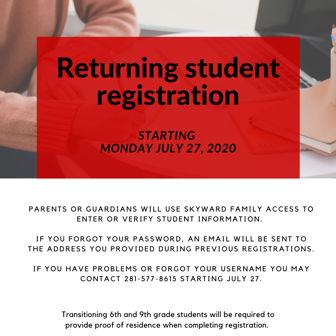 Returning student registration: Computer labs will be available to allow you to complete registration on-site if necessary, at NCISD Annex located at 22500 Eagle Dr, New Caney Texas, 77357, by appointment. Please call 281-577-8615 to make an appointment. #ncisd #phs_spartans