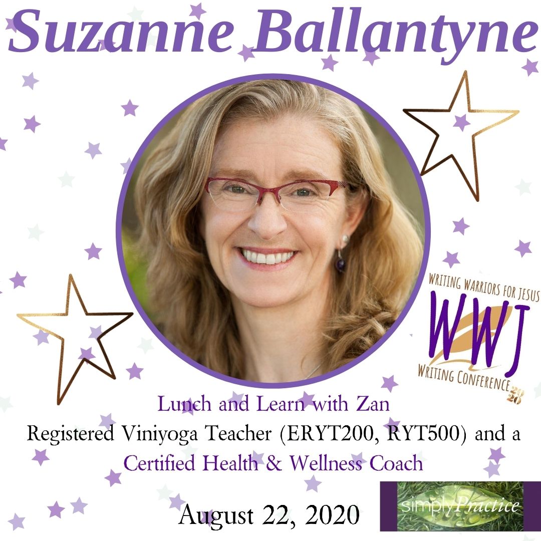 JesusWriting's tweet photo. ***Meet the presenter for one of our lunch and learn sessions on balance and well-being for authors!***

Suzanne Ballantyne is a Registered Viniyoga Teacher (ERYT200, RYT500) and a Certified Health &amp; Wellness Coach. #writingcommunity #author #freewritingconference https://t.co/aiFXt5F1ON