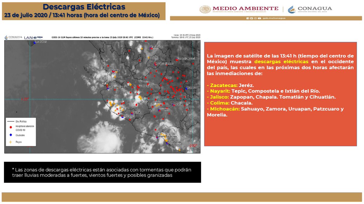 conagua_clima's tweet photo. Zonas de #Zacatecas, #Nayarit, #Jalisco, #Colima y #Michoacán con #DescargasEléctricas https://t.co/Fn8qOEzO19