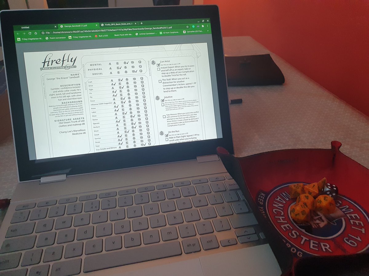 pincRmovement's tweet photo. Getting some #fireflyrpg action on tonight. My charcter is George 'the Knave' Sandwell & based on Doc Holliday. Got to love a good #ttrpg https://t.co/RJQSDwBCOA