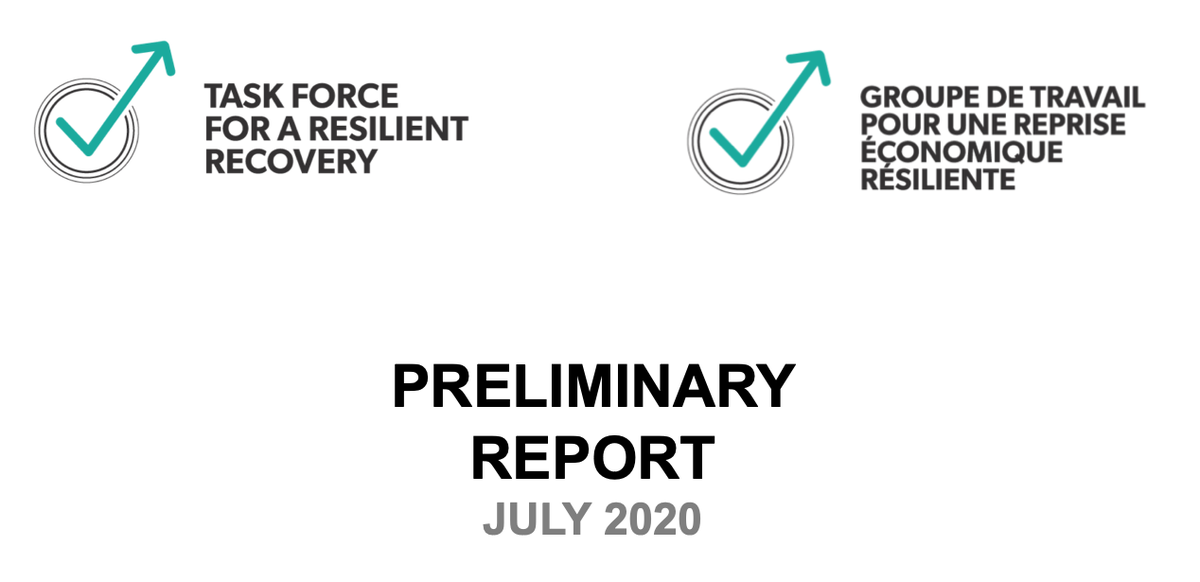 Yesterday the Task Force for a Resilient Recovery released a preliminary report with recommendations for a  #greenrecovery for Canada (read it here:  http://bit.ly/2ZNwZhg ) A thread with a few thoughts on it: 1/15