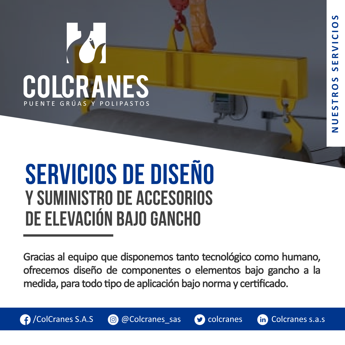 colcranes's tweet photo. Necesita asesoría en diseño y suministro de accesorios de elevación bajo gancho ¡No dude en contactárnos!
Línea comercial: +57 315 629 33 96
E-mail: a.comercial@colcranes.com | ventas@colcranes.com #RyM #colcranescolombia #Componentes #Izaje #Colcranes #familiacolcranes https://t.co/T2OXtLwbNc