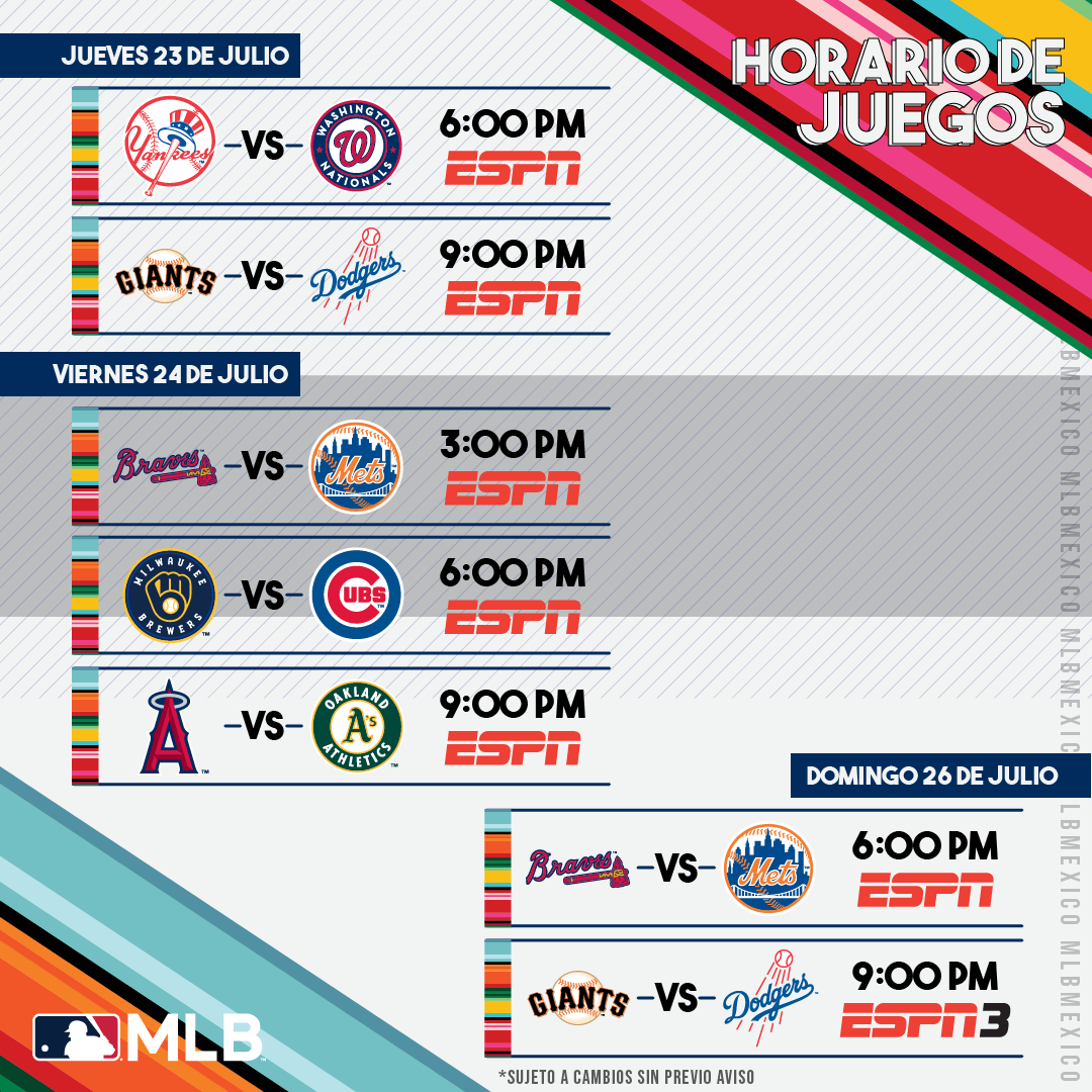 MLB_Mexico's tweet photo. Regresa el béisbol y regresa la emoción a tu 📺.
Estos son los juegos que podrás disfrutar este primer fin de semana de temporada regular.
#YoAmoElBeis https://t.co/EMXhuxJIZF