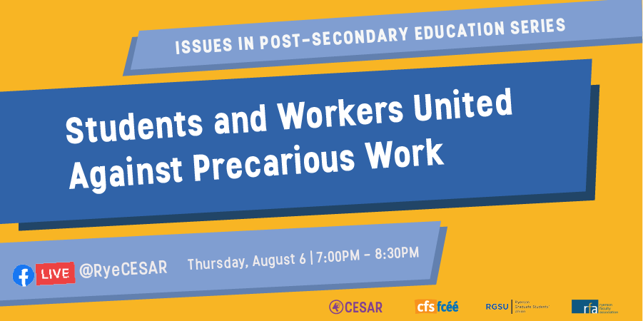 TMAPS105's tweet photo. Precarious work has a social, economic and psychological impact. Learn more about what is being done on Thursday, August 6 at 7:00 PM as we discuss how precarious work hurts us and our communities and how we can fight back. #ONpse #highered https://t.co/6ObTfeBqsM https://t.co/otZtdFk8pg