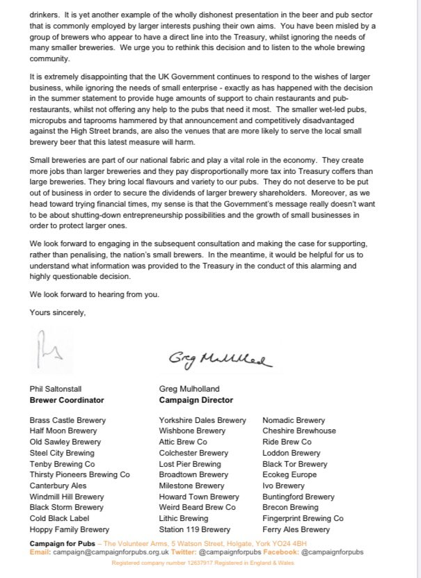 CampaignforPubs's tweet photo. Our letter to Chancellor @rishisunak about the ill-considered damaging decision to pull the rug from under our nation’s excellent small #brewers from @BrassCastlePhil @ThePubChampion &amp; #smallbrewers #microbreweries

Add your #brewery’s name! #WritetoRishi

https://t.co/zag499Q2ZR https://t.co/Lrv9s5gjKw
