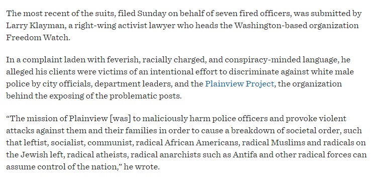 srfeld's tweet photo. 16 Philadelphia cops who were disciplined after the #PlainviewProject published their racist &amp; bigoted Facebook posts last year have sued the city in two separate lawsuits. One of the lawsuits makes some...interesting claims. https://t.co/qHPffL0NXN https://t.co/GfTMJhziPu