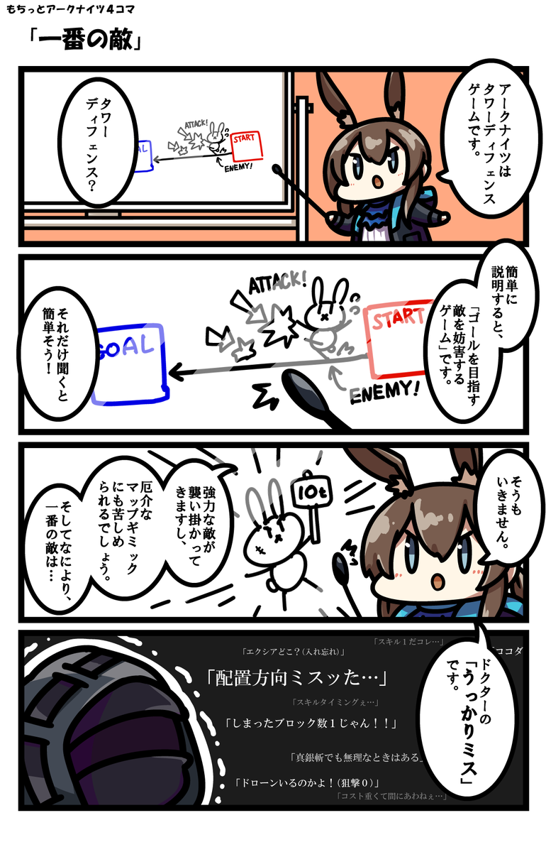 もちっとアークナイツ4コマ
「一番の敵」
 
#アークナイツ
#明日方舟 
#Arknights 