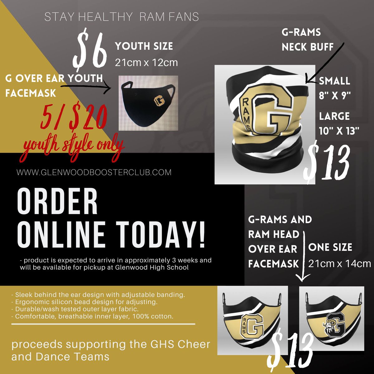 More face masks on the way!  Order yours today.  glenwoodboosterclub.com/online-store.h…. Stay safe and show you’re ram pride.  Thank you for supporting our teams.  Huge shoutout to Tyler with BSN sports for keeping us in style.  <a href="/HoopCoachEddy/">Tyler Edwards</a>
<a href="/BSNSPORTS_IOWA/">BSN SPORTS IOWA</a> <a href="/GlenwoodRams/">Glenwood Rams</a> 

Thank You!