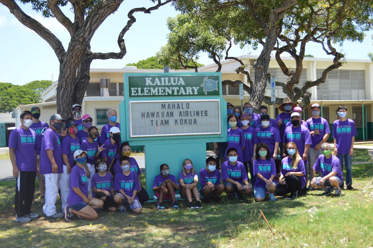 A HUGE Mahalo to Hawaiian Airlines Team Kokua for their awesome contribution to our campus: 500 fun figures on our walkways so our Keiki will know how to socially distance 6 feet apart!
