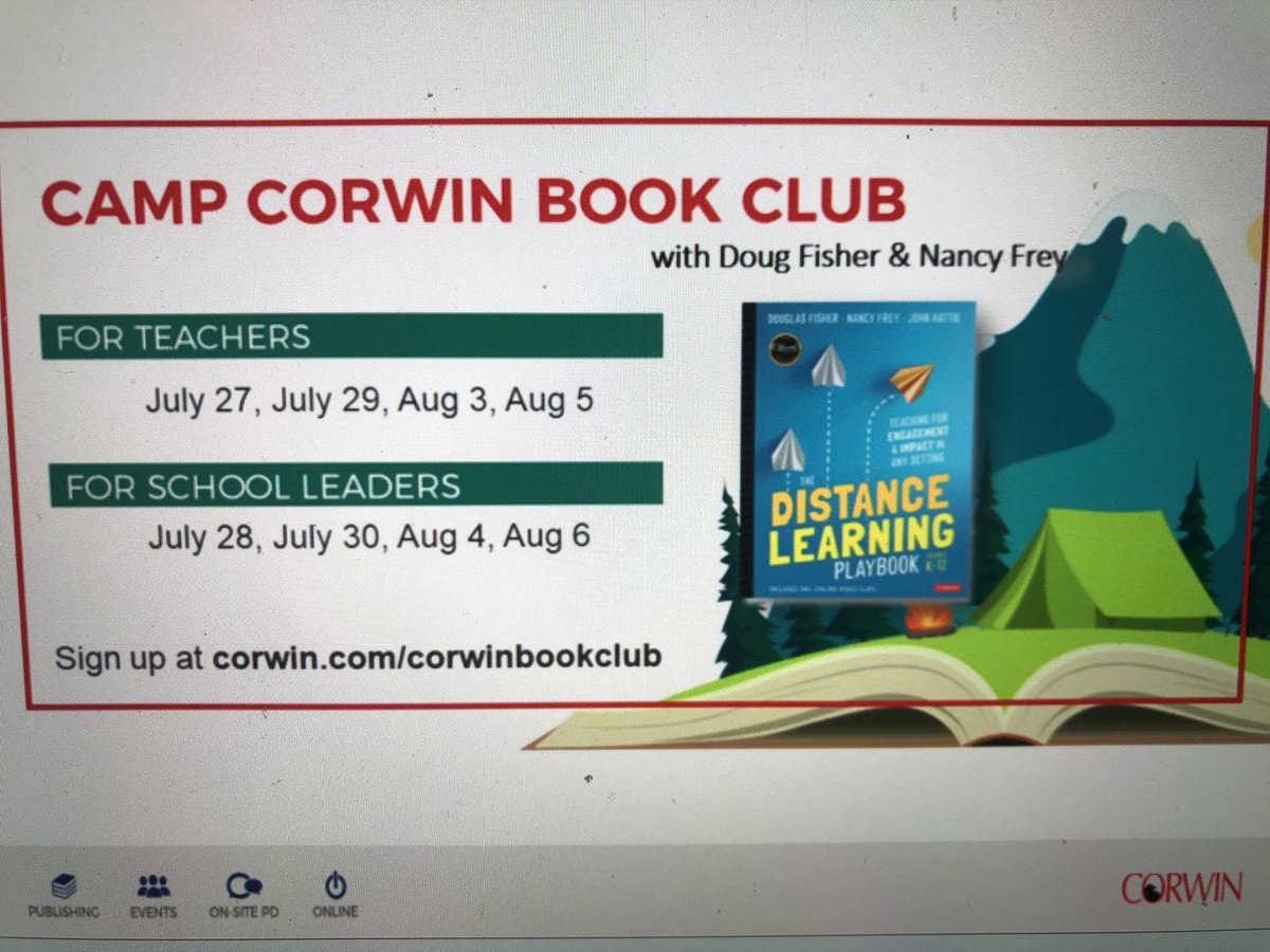 Participated in a webinar this afternoon with <a href="/CorwinPress/">Corwin</a>...teachers/ leaders,  you may be interested in one if it works for you. Great self- directed learning.