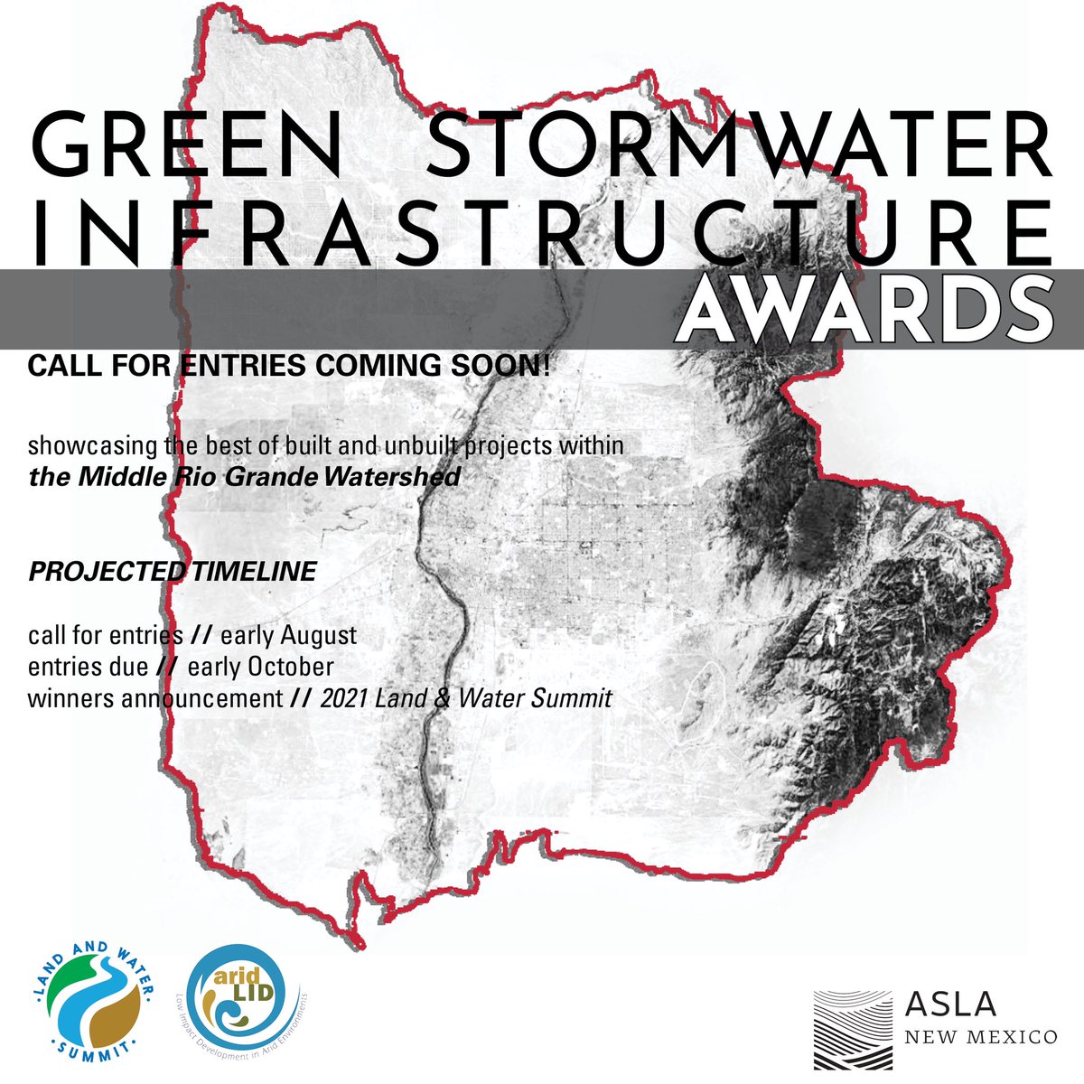 NMASLA's tweet image. Get ready for our first Green Stormwater Infrastructure Awards in the Middle Rio Grande Watershed! #greeninfrastructure #lowimpactdevelopment