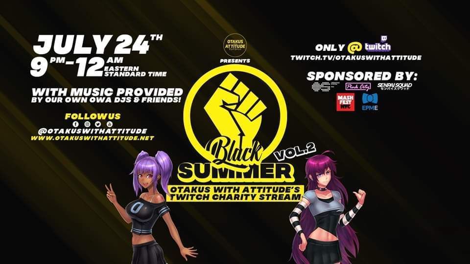 AnimeNEXT's tweet photo. Make sure to party hard with our friends @OtakusWAttitude on July 24th at 9pm (EST). All donations will be sent to the Children's Aids Society in New York City. Check them out on twitch: https://t.co/NmqVGImRO9 #protectyourfandom #owa https://t.co/FyyvfEWb08