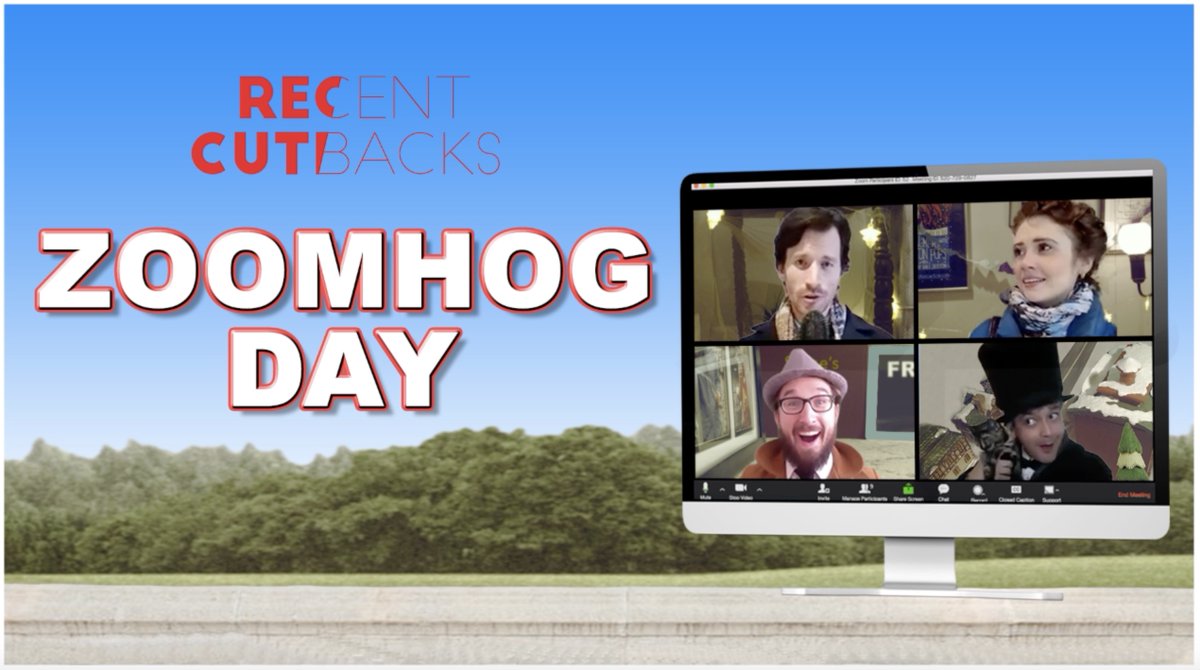 kvschaefer's tweet photo. It's ZOOMHOG DAY. In an endless cycle of isolation, Zoom meetings, and greenscreen, can empathy prevail? Watch Zoomhog Day on our YouTube Channel: https://t.co/Ma86ZDfRxi #zoomhogday #recentcutbacks #groundhogdayparody #zoomcomedy https://t.co/8KvTuG7CLg